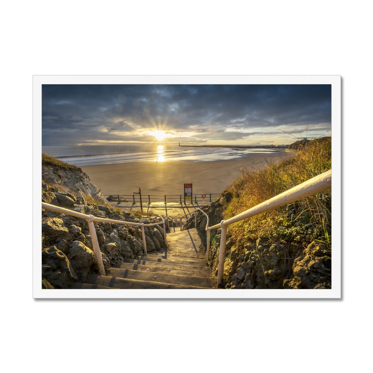 Fine Art Print Framed Cat & Dog Steps, Sunderland by David Allan