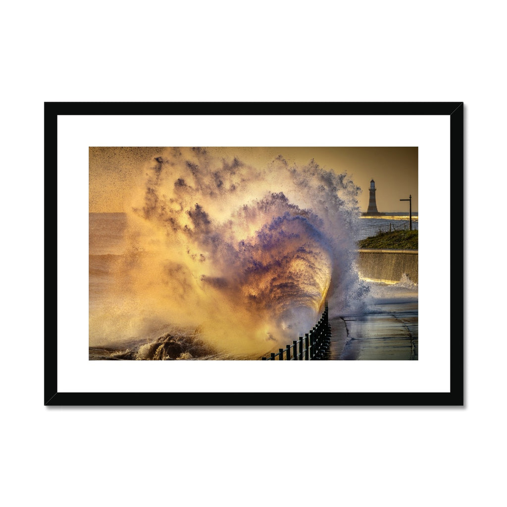 Fine Art Print Framed & Mounted - Seaburn Waves, Sunderland by David Allan