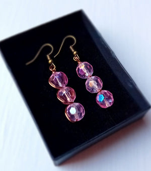 Earrings - Aurora Borealis Glass 3 Tier Drop