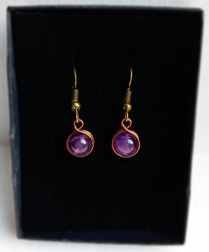 Earrings - Bronze Amethyst Single Drop