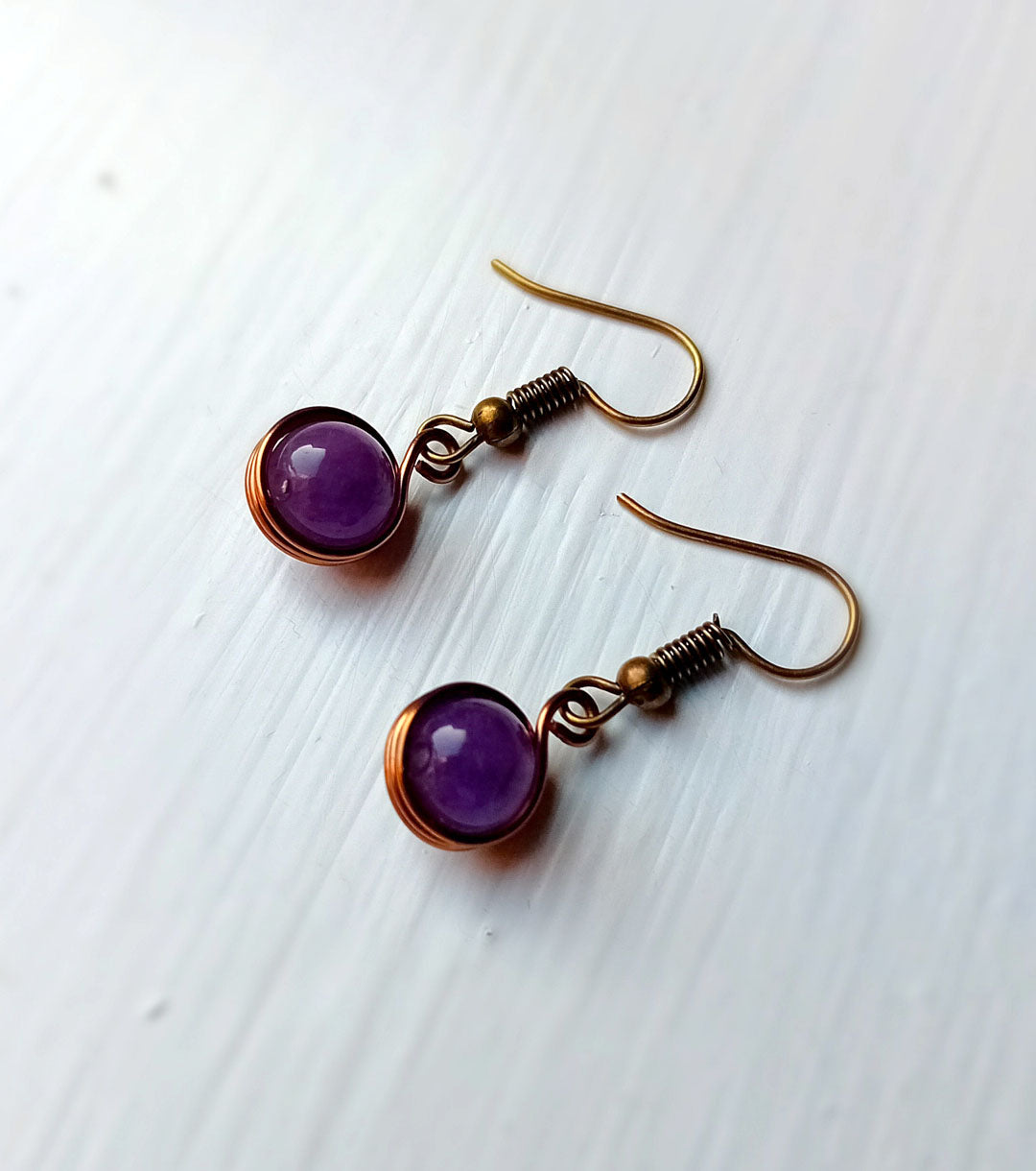 Earrings - Bronze Amethyst Single Drop