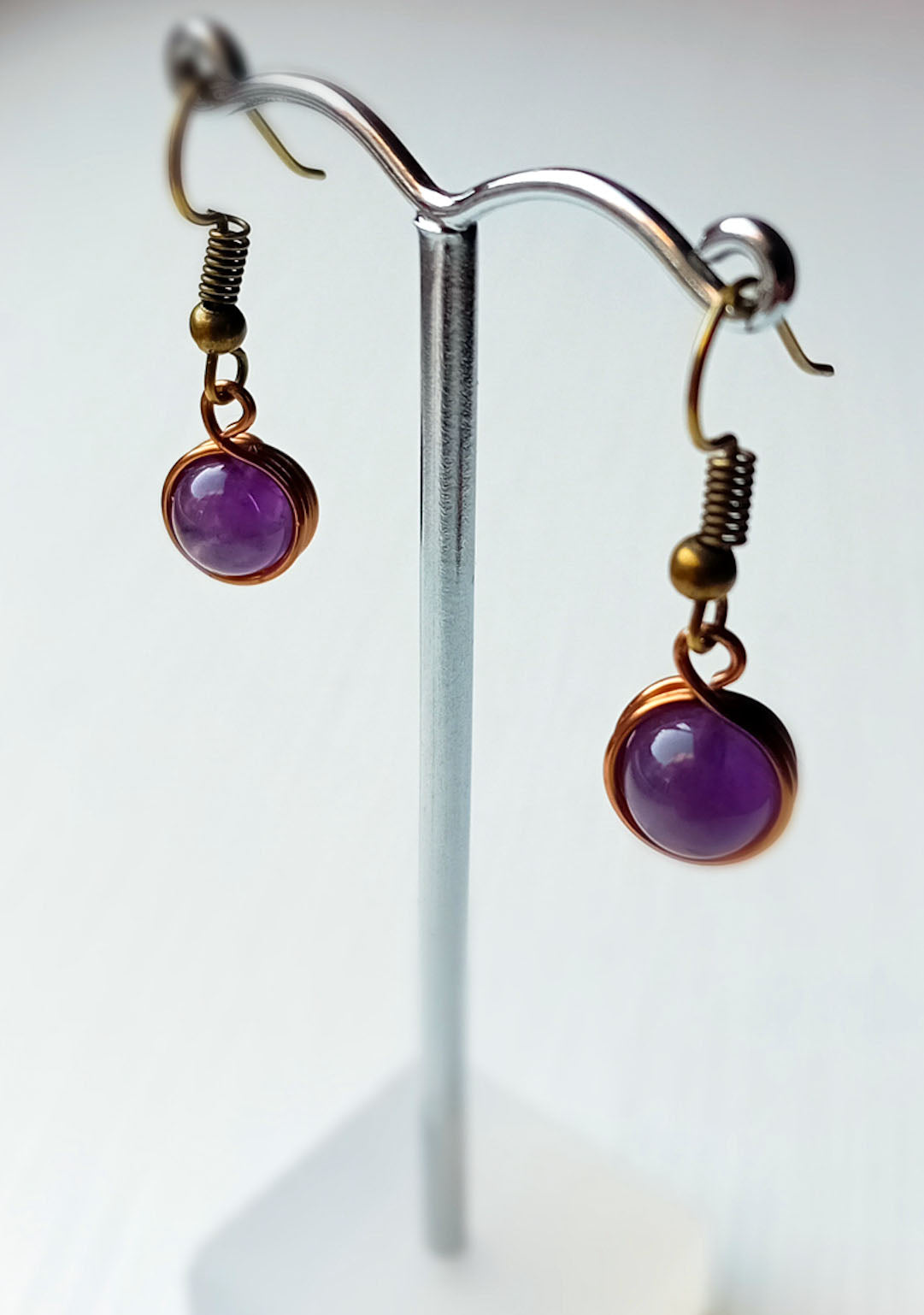 Earrings - Bronze Amethyst Single Drop