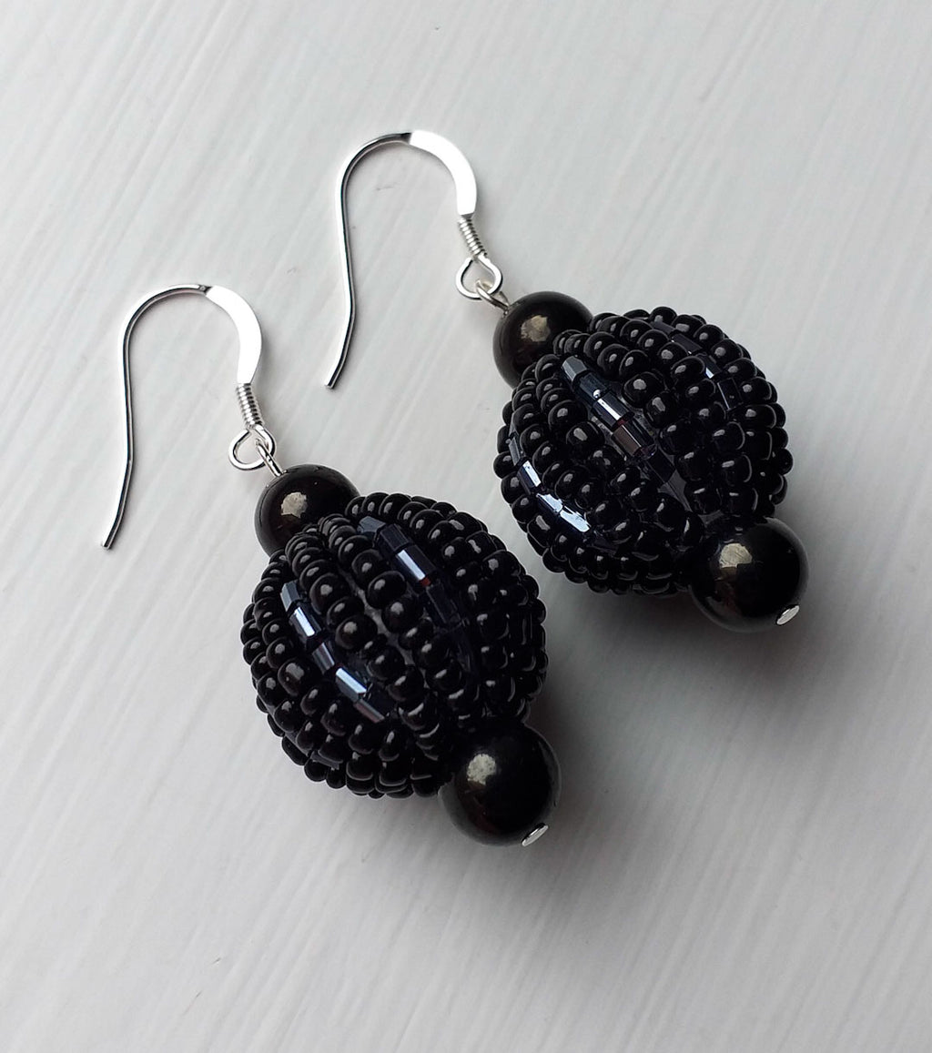 Earrings - Whitby Jet with 925 Sterling Silver Hooks