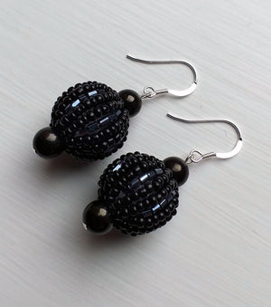 Earrings - Whitby Jet with 925 Sterling Silver Hooks