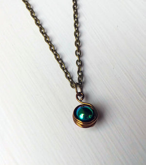 Necklace - Bronze and Hematite Gemstone Pendant