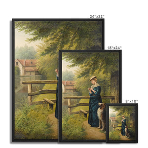 Framed Canvas - Portrait of a Woman and a Dog by Albert Drinkwater