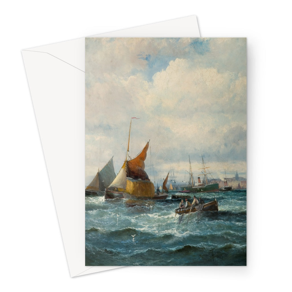 Greetings Card - Shipping off a Headland by Georges Thornley