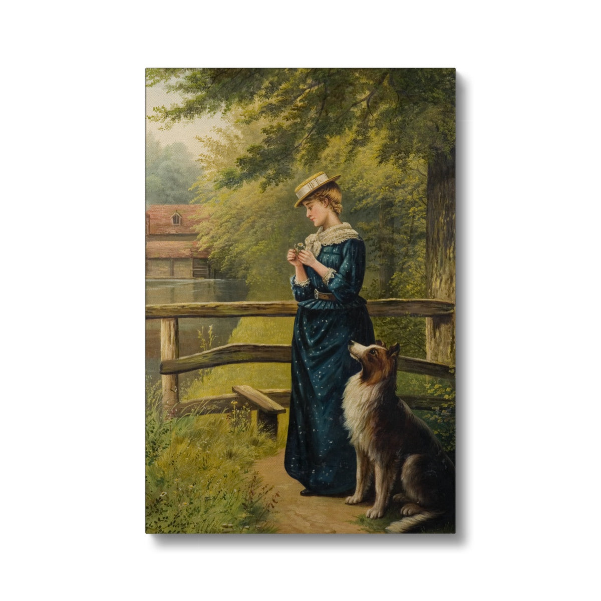 Printed Canvas - Portrait of a Woman and a Dog by Albert Drinkwater