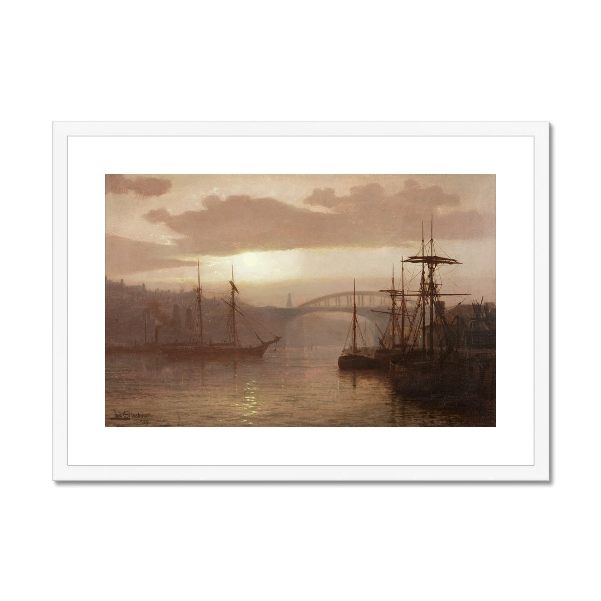 Fine Art Print Framed & Mounted - Sunderland Harbour by Louis Grimshaw