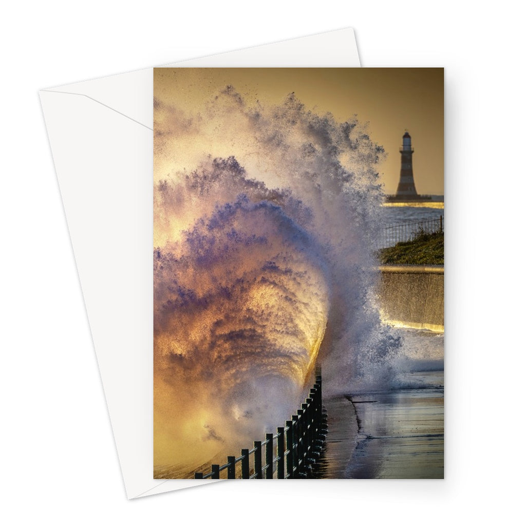 Greetings Card - Seaburn Waves, Sunderland by David Allan