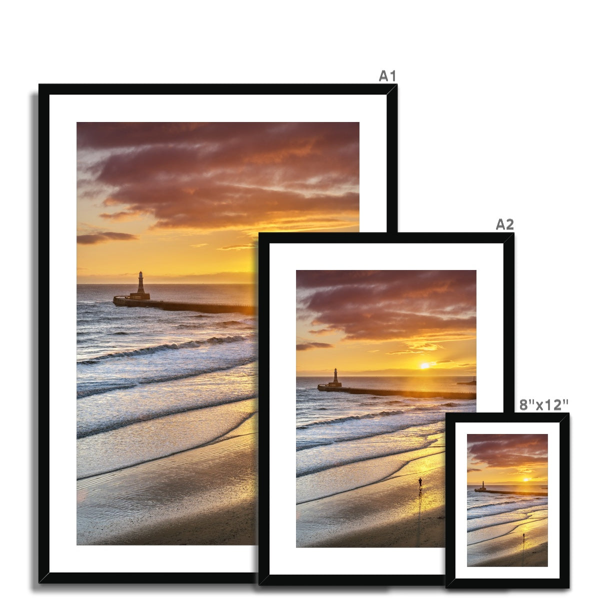 Fine Art Print Framed & Mounted - Roker Sunrise by David Allan