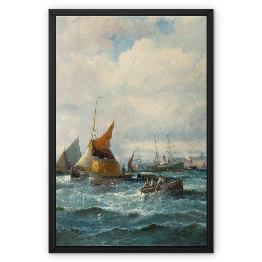 Framed Canvas - Shipping off a Headland by Georges Thornley