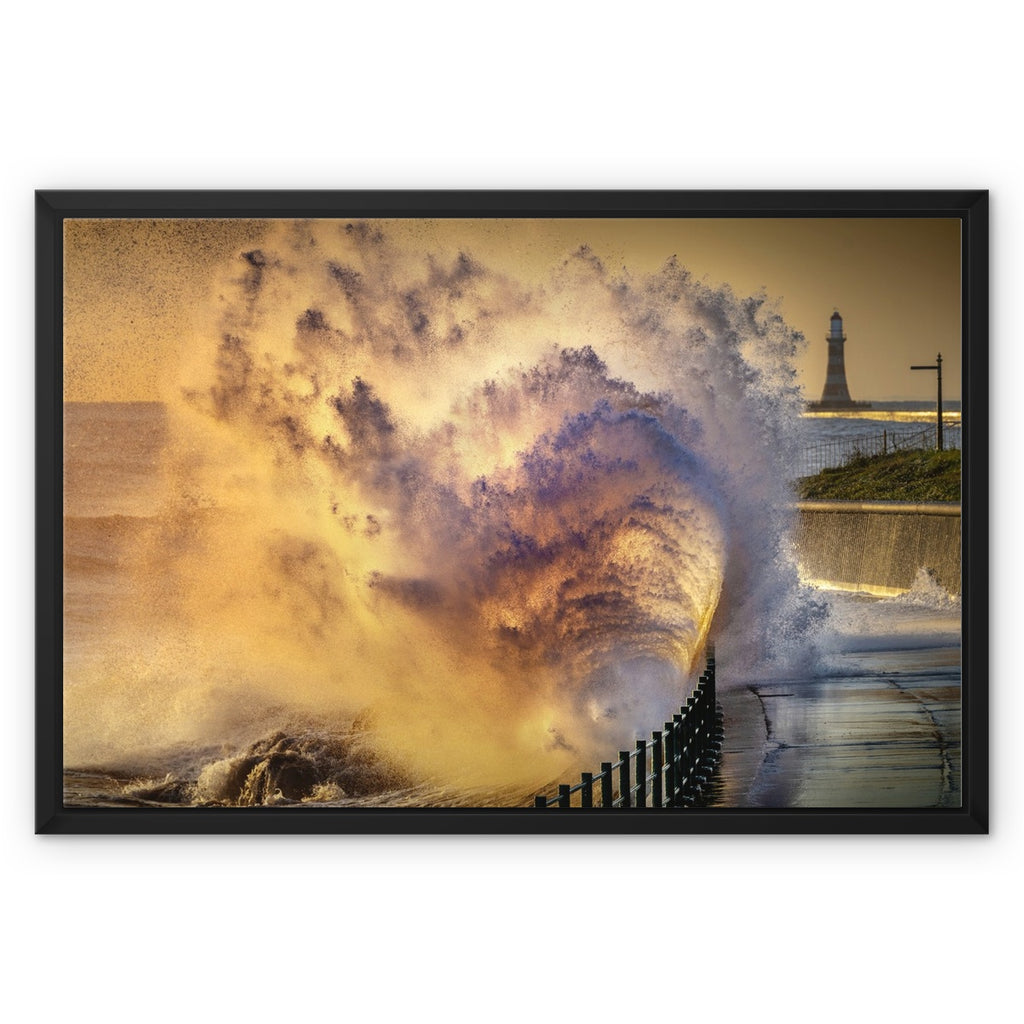 Framed Canvas - Seaburn Waves, Sunderland by David Allan