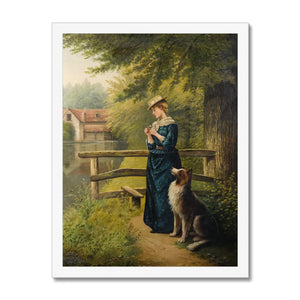 Fine Art Print Framed - Portrait of a Woman and a Dog by Albert Drinkwater
