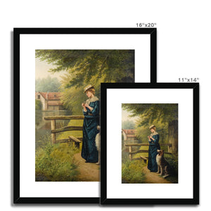 Fine Art Print Framed & Mounted - Portrait of a Woman and a Dog by Albert Drinkwater