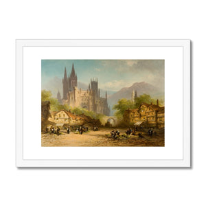 Fine Art Print Framed & Mounted - Market Day at a Town in Normandy, France by Henry Foley