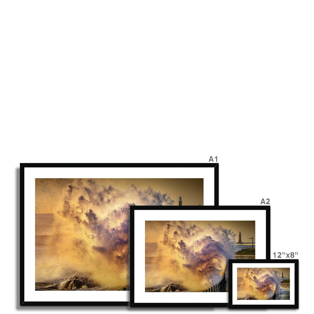 Fine Art Print Framed & Mounted - Seaburn Waves, Sunderland by David Allan