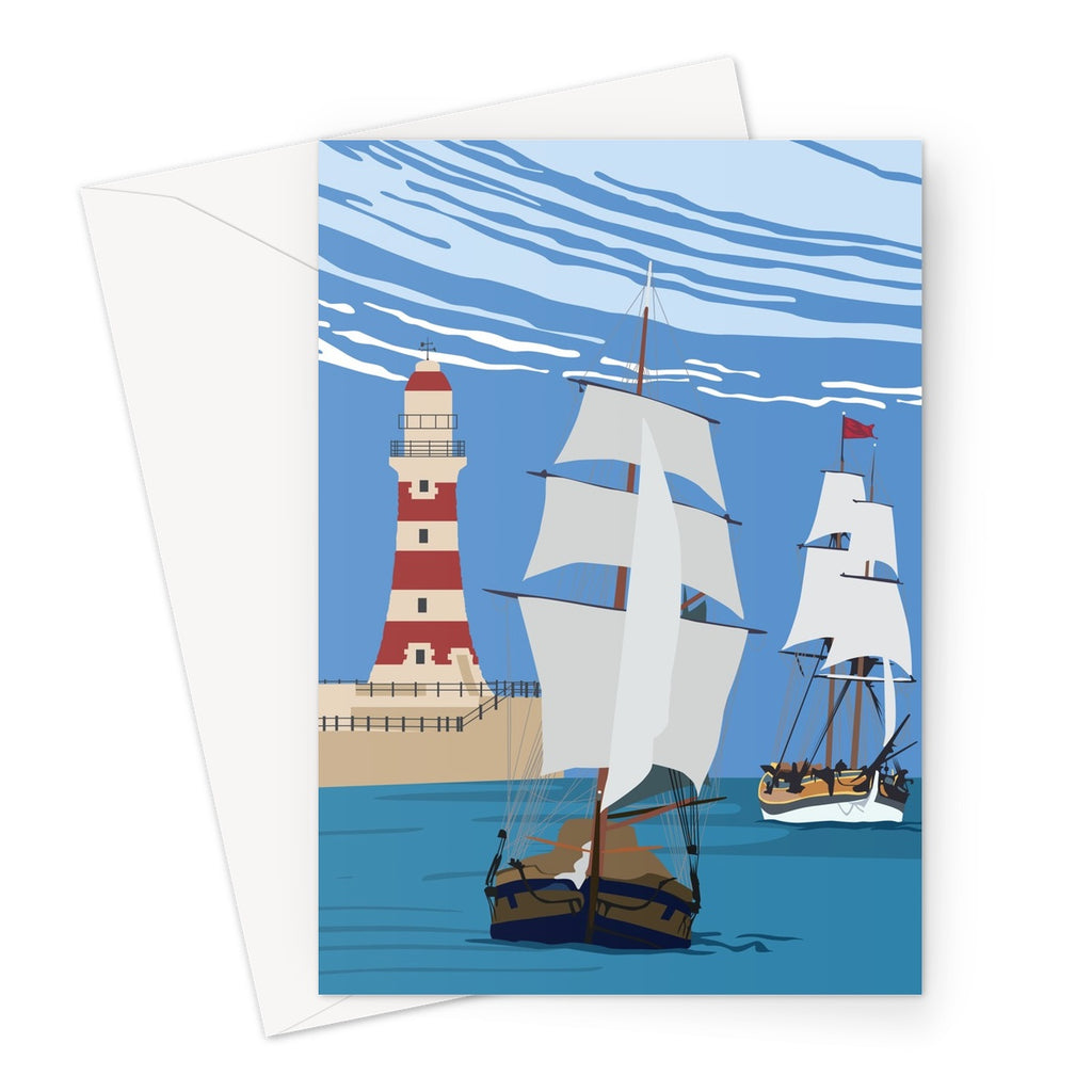 Greetings Card - Roker Pier Poster Art