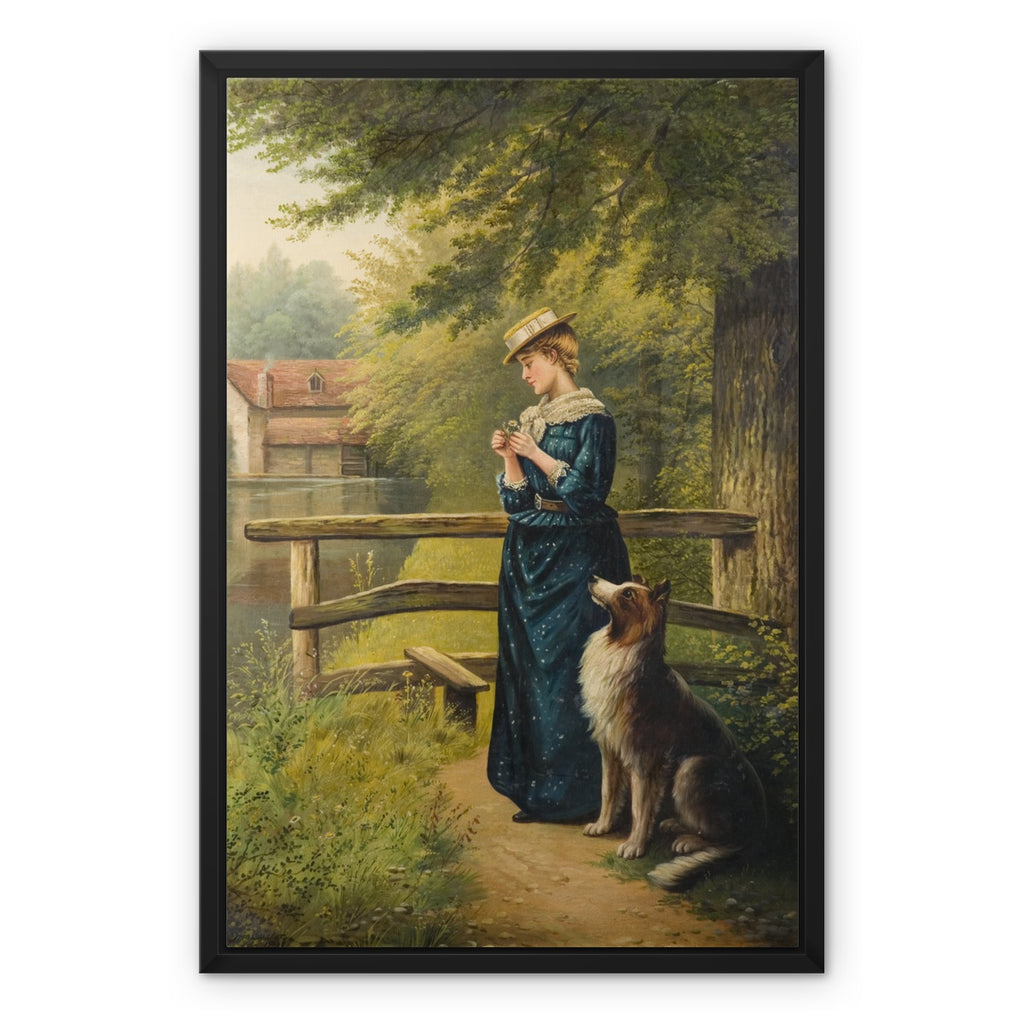 Framed Canvas - Portrait of a Woman and a Dog by Albert Drinkwater