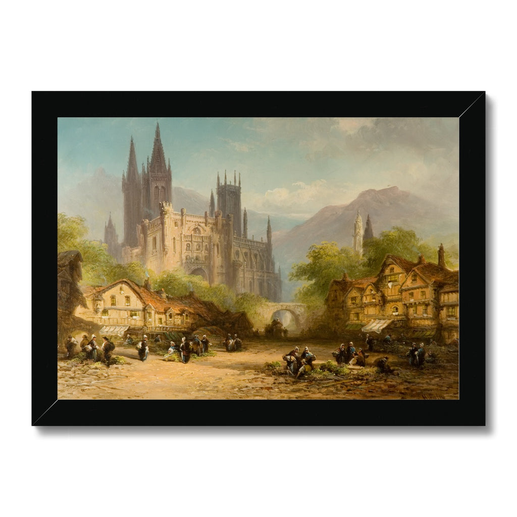 Fine Art Print Framed - Market Day at a Town in Normandy, France by Henry Foley