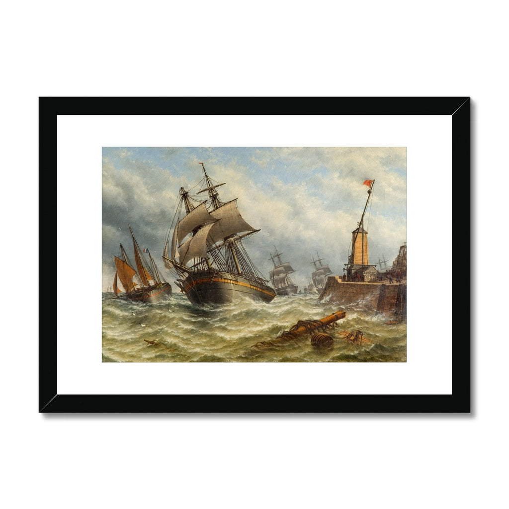 Fine Art Print Framed & Mounted - Old South Pier and Lighthouse, Sunderland by Stuart Bell